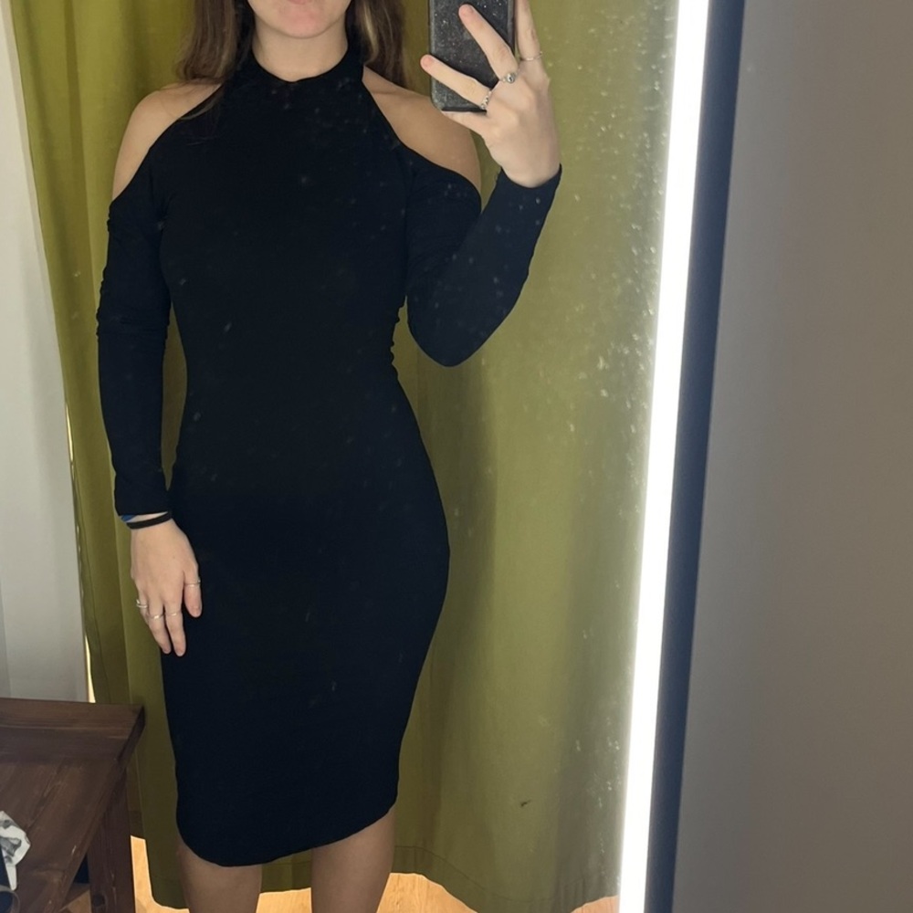 Black Shoulderless Bodycon Low Back Dress